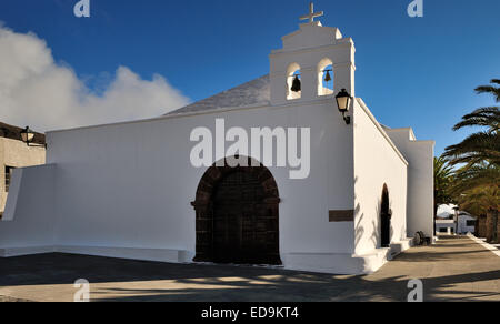 Dorf Kirche Ermita de San Marcial del Rubicon auf Femes, Insel Lanzarote, Kanarische Inseln, Spanien Stockfoto