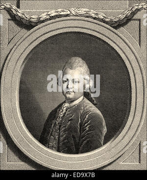 Gotthold Ephraim Lessing, 1729-1781, ein Dichter der deutschen Aufklärung, Porträt von Gotthold Ephraim Lessing (1729-1781), Stockfoto
