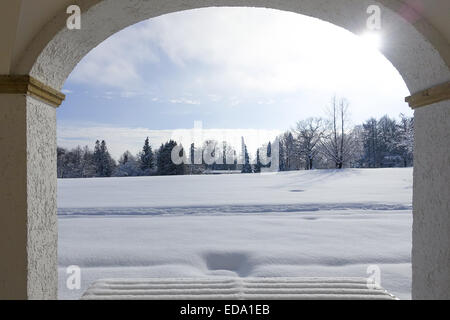 Schlosspark Und Schloss Höhenried Bei Bernried Im Winter, bin Starnberger See, Bayern, Oberbayern, Deutschland Stockfoto