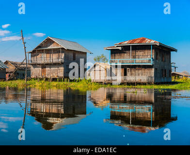 Haus in Inle-See, Myanmar. Stockfoto