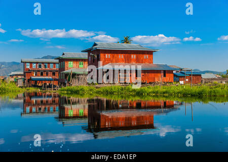 Haus in Inle-See, Myanmar. Stockfoto