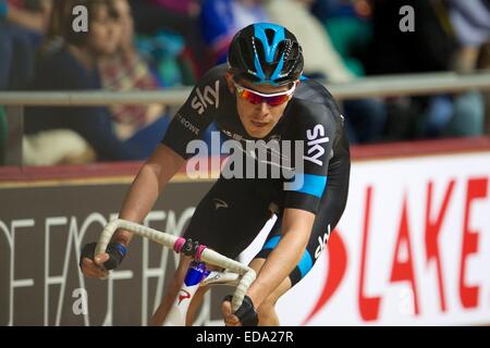 Manchester, UK. 3. Januar 2015. Revolution-Serie Radfahren. Team Sky Rider Luke Rowe. Bildnachweis: Aktion Plus Sport/Alamy Live-Nachrichten Stockfoto