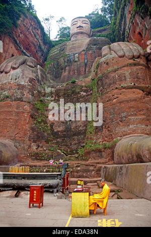 Leshan Giant Buddha, größte Stein geschnitzt Buddha-Statue der Welt aus der Tang-Dynastie, Sichuan Provinz, China Stockfoto