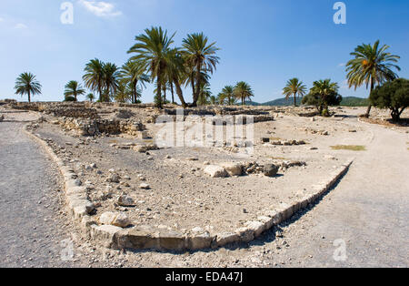 Bleibt und Ruinen im Tel Megiddo Nationalpark in Israel Stockfoto