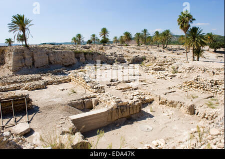 Bleibt und Ruinen im Tel Megiddo Nationalpark in Israel Stockfoto