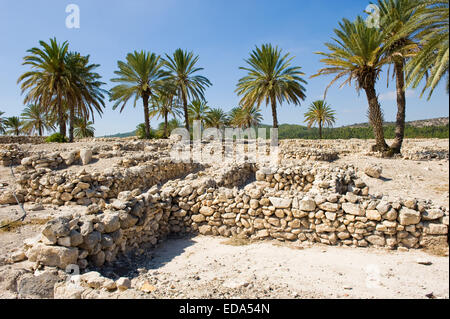 Bleibt und Ruinen im Tel Megiddo Nationalpark in Israel Stockfoto