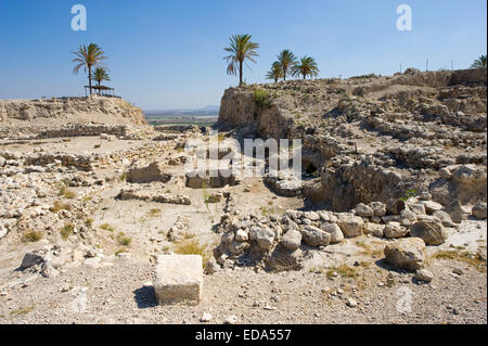 Bleibt und Ruinen im Tel Megiddo Nationalpark in Israel Stockfoto