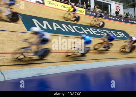 Manchester, UK. 3. Januar 2015. Revolution-Serie Radfahren. Scratch UCI Rennen aus Manchester Veladrome. Bildnachweis: Aktion Plus Sport/Alamy Live-Nachrichten Stockfoto