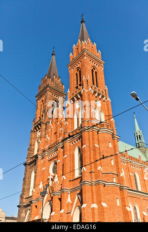 Katholische Basilika Mariä der Jungfrau Maria (ca. 1897) in Lodz, Polen. Architekt Konstanty Wojciechowski Stockfoto