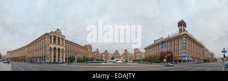 Unabhängigkeit square Maydan Nezalejnosti in Kiew Ukraine bewölkt tagsüber malerische. Stockfoto