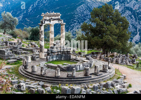 Delphi, antiken Griechenland Athena Pronaia Heiligtum Stockfoto