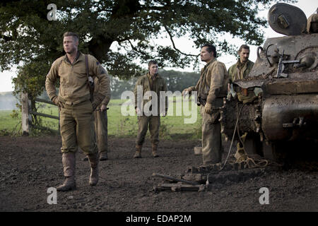 Fury ist ein amerikanischer Krieg 2014 Film geschrieben und unter der Regie von David Ayer. Der Film-stars Brad Pitt, Logan Lerman, Shia LaBeouf, Michael Peña und Jon Bernthal. Der Film porträtiert Panzerbesatzungen in den letzten Tagen des zweiten Weltkriegs in Europa Stockfoto