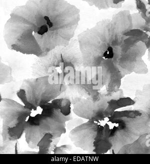 Niedliche Blumen Hintergrund. Aquarell Mohn Stockfoto