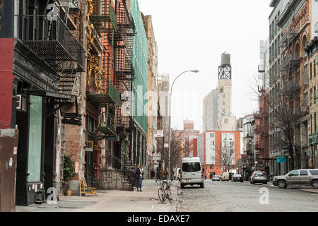 Cobblestone Bond Street in Lower Manhattan, New York City Stockfoto