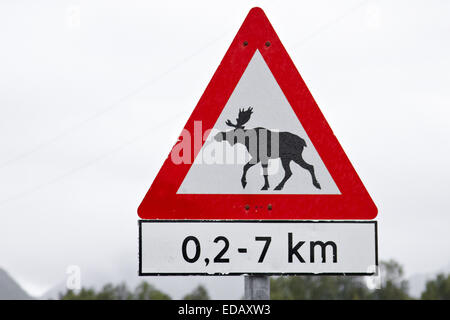 Die ungewöhnliche Schild kann man nur in Norwegen sehen. Stockfoto