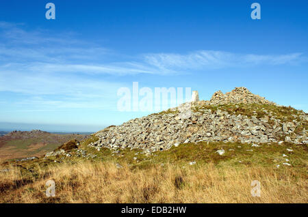 Blick auf grobe Tor von Brown Willy Bodmin Moor der höchste Punkt in Cornwall, Großbritannien Stockfoto