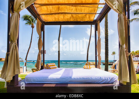 Cabana Zelt auf einer Karibik-Strand, San Juan, Puerto Rico Stockfoto