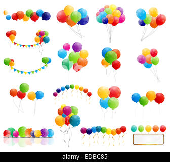 Farbe glänzend Ballons Mega Set-Vektor-Illustration Stockfoto