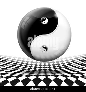 Kugel, Yin und Yang Symbol, Abbildung Stockfoto