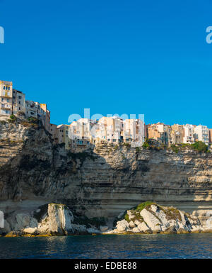 Altstadt auf Kreide Klippen, Bonifacio, Korsika, Frankreich Stockfoto