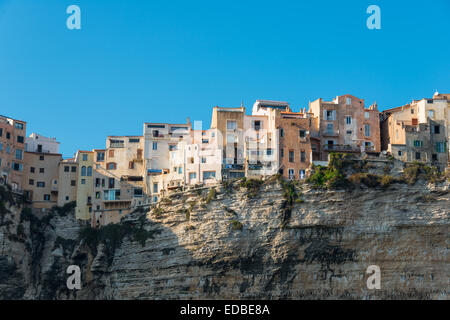 Altstadt auf Kreide Klippen, Bonifacio, Korsika, Frankreich Stockfoto