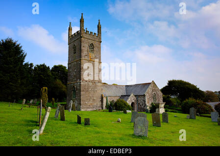 Kornische Kirche St. Mawgan in Meneage Cornwall England befindet sich auf der Lizard Halbinsel Helston Stockfoto