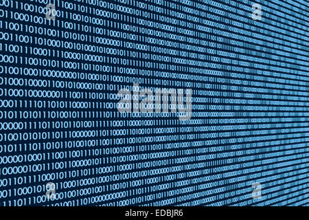 Digitalen Autobahn Datenstreaming Reihe von Ziffern Binärcode Nullen Nummer eins eins als einer Straße-Autobahn Stockfoto