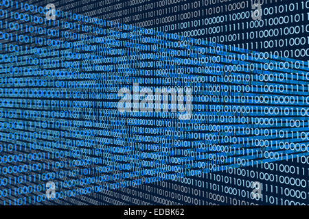 Digitalen Autobahn Datenstreaming Reihe von Ziffern Binärcode Nullen Nummer eins eins als einer Straße-Autobahn Stockfoto