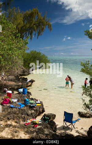 Mauritius, Le Morne, Wochenende, Familie, entspannen Sie in der geschützten Bucht Stockfoto