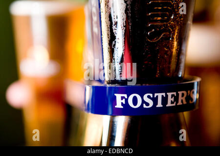 Anschauliches Bild von Fosters Bier. Stockfoto
