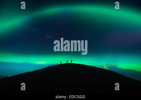 Fotografieren die Nordlichter und die Eisberge in der Gletscherlagune Jökulsárlón-Breidamerkurjokull, Vatnajökull-Eiskappe, Island Stockfoto