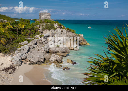 Ruinen der Maya-Tempelanlagen in Tulum, Yucatan, Mexiko Stockfoto