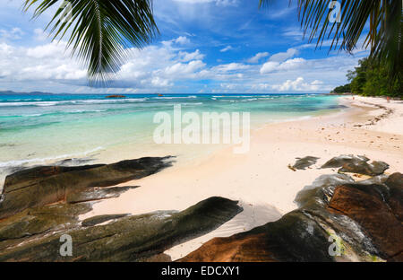 Seychellen Insel La Digue, Strand - Anse Severe Stockfoto