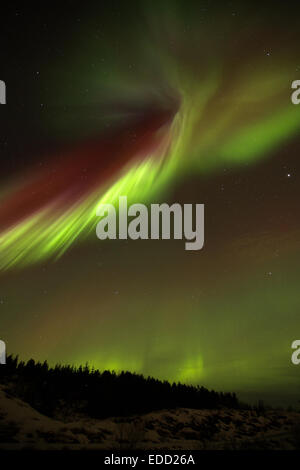 Das Nordlicht, Aurora Borealis über einen Berg in der Nähe von Reykjavik, Island Stockfoto