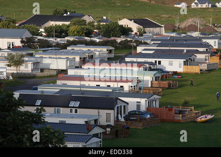 Mobilheime am Atlantikstrand in Downings, Donegal, Irland Stockfoto