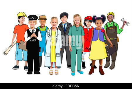 Multiethnische Gruppe von Menschen mit verschiedenen Berufen-Konzept Stockfoto