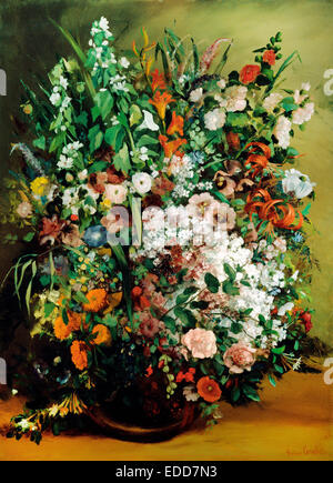 Gustave Courbet, Bouquet von Blumen in einer Vase 1862-Öl auf Leinwand. The J. Paul Getty Museum, USA. Stockfoto