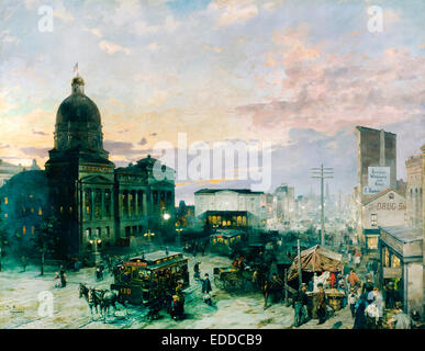 Theodor Groll, Washington Street, Indianapolis bei Dämmerung 1892-1895 Öl auf Leinwand. Indianapolis Museum of Art, USA. Stockfoto