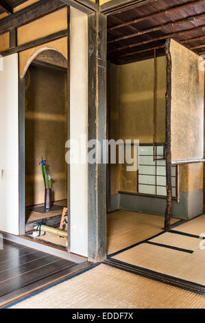 Jiko-in Zen Tempel, Nara, Japan. Innenraum des wichtigsten Teesalons (Korin-an), erbaut um 1627 Stockfoto