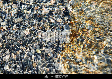 Berg-See-Wasser und Kies am Djupvasshytta Hotel, Berg Dalsnibba, Geiranger, Norwegen. Stockfoto