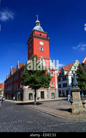 Das historische Rathaus Gotha. Es befindet sich im historischen Zentrum der Hauptstadt von Gotha. Es ist ein Renaissance-Rathaus mit einem Standesamt. Foto: Klaus Nowottnick Datum: 3. September 2012 Stockfoto