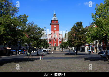 Das historische Rathaus Gotha. Es befindet sich im historischen Zentrum der Hauptstadt von Gotha. Es ist ein Renaissance-Rathaus mit einem Standesamt. Foto: Klaus Nowottnick Datum: 3. September 2012 Stockfoto