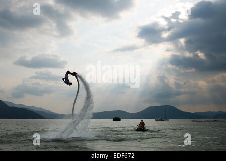 Flyboard in Valle de Bravo, Estado de México, México. Stockfoto