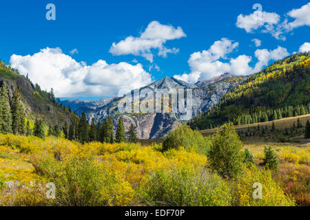 Blick entlang der Route 550 San Juan Skyway Scenic Byway oder Million Dollar Highway in Colorado Stockfoto