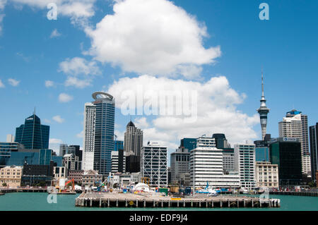 Auckland City Skyline über Waitemata Harbour, New Zealand. Stockfoto