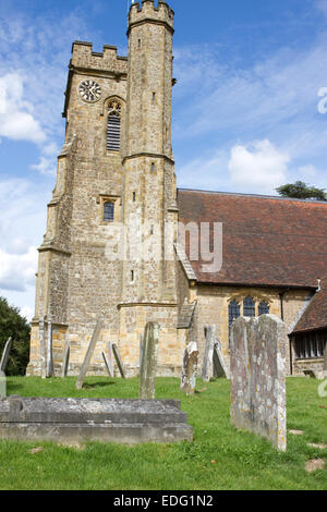 Der Turm der St. Marienkirche in Leigh, Kent, England. Stockfoto