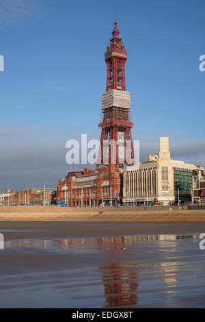 Blackpool Tower derzeit Wartungsarbeiten Stockfoto