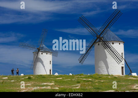 Windmühlen, Campo de Criptana, Route des Don Quijote, Provinz Ciudad Real, Castilla-La Mancha, Spanien Stockfoto