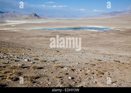 Salz-See auf der Pamir Highway, M41, Provinz von Gorno-Badakhshan, Tadschikistan Stockfoto