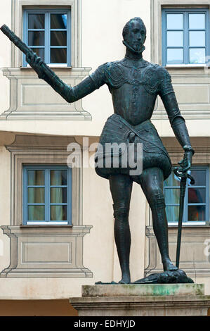 Skulptur von Don Juan de Austria, unehelicher Sohn von Kaiser Charles V, Regensburg, Oberpfalz, Bayern, Deutschland Stockfoto